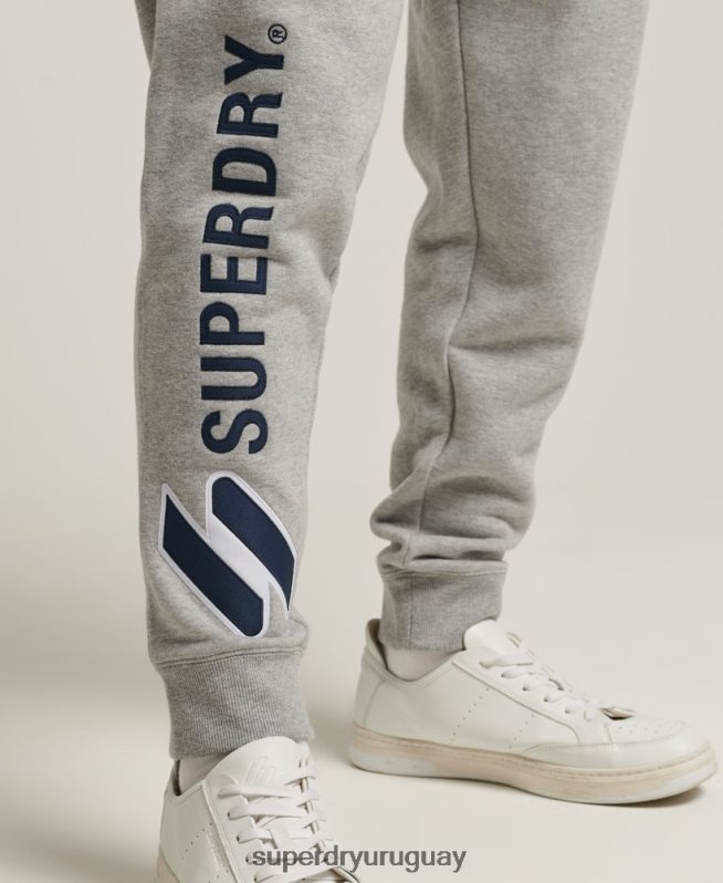 uy Superdry hombres joggers con apliques gris DT2N8Z6369 ropa