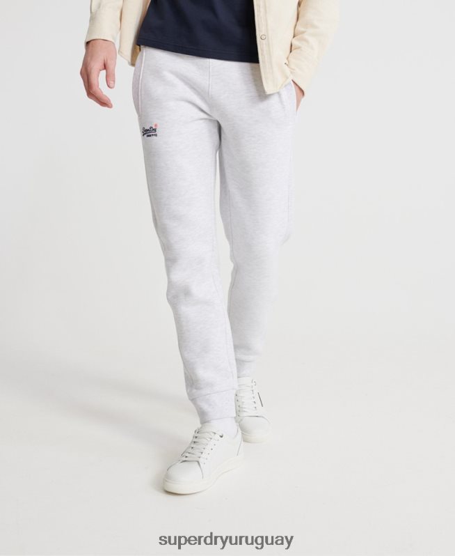 uy Superdry hombres joggers con etiqueta naranja gris claro DT2N8Z6503 ropa