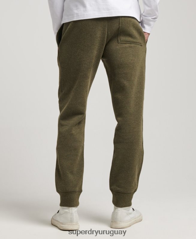 uy Superdry hombres joggers con logo bordado caqui DT2N8Z6468 ropa