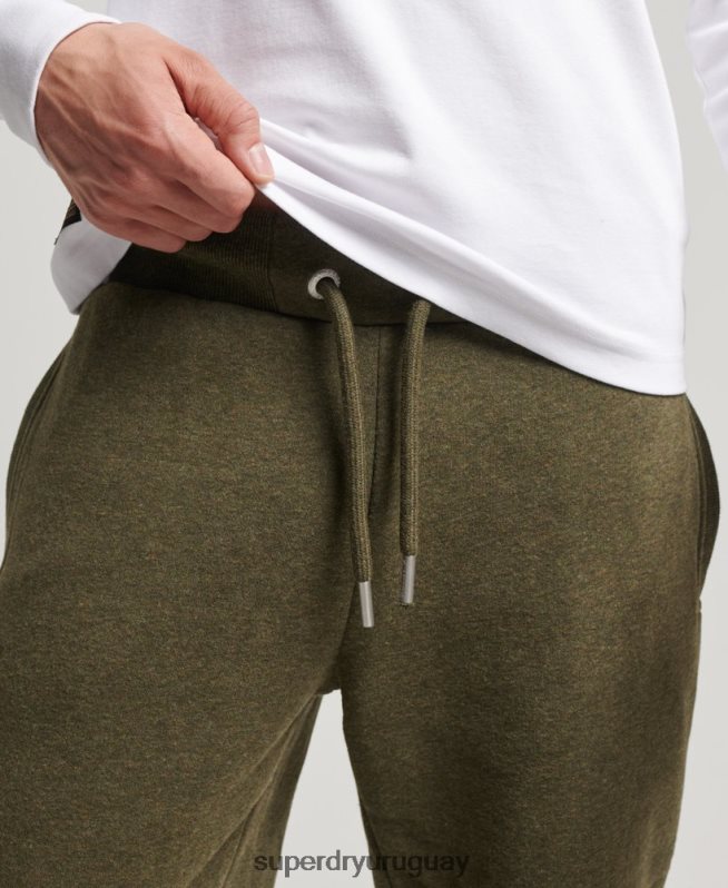 uy Superdry hombres joggers con logo bordado caqui DT2N8Z6468 ropa