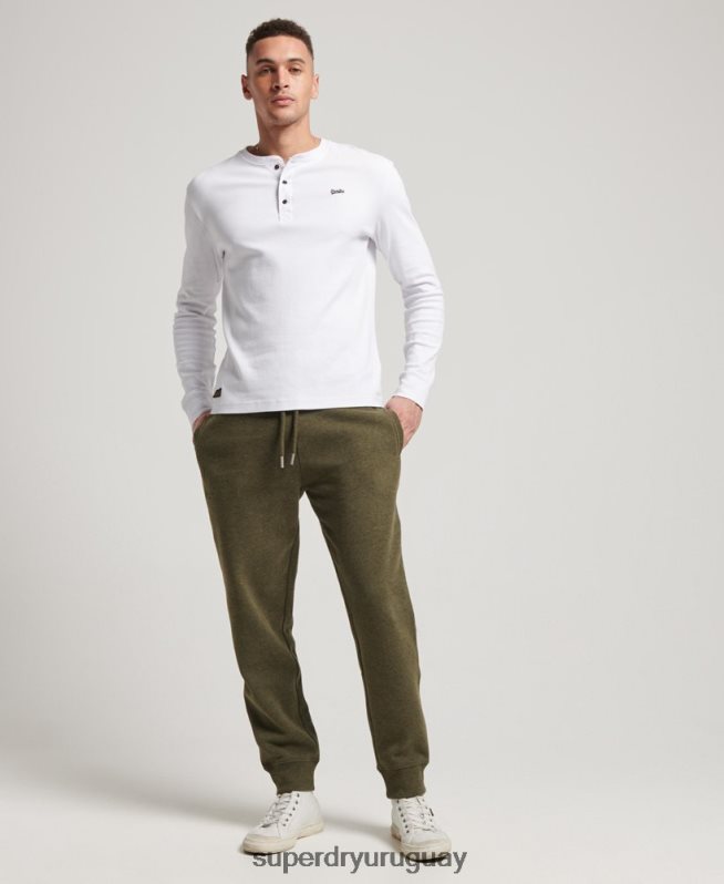 uy Superdry hombres joggers con logo bordado caqui DT2N8Z6468 ropa