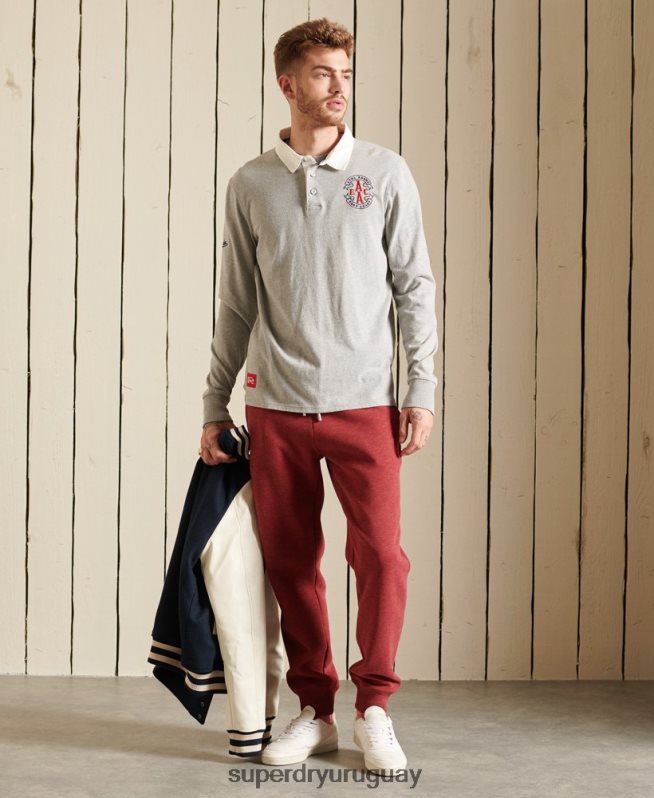 uy Superdry hombres joggers con logo bordado rojo DT2N8Z6482 ropa