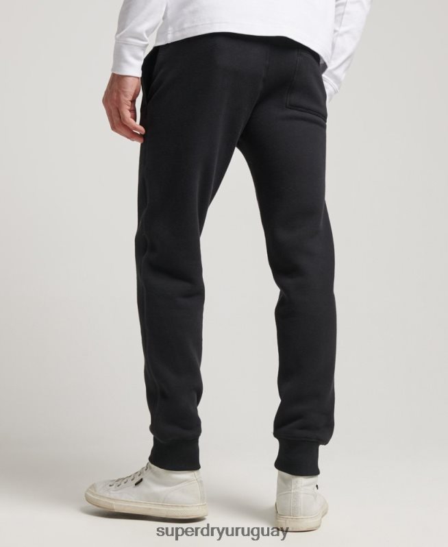 uy Superdry hombres joggers con logo bordado vintage negro DT2N8Z105 ropa