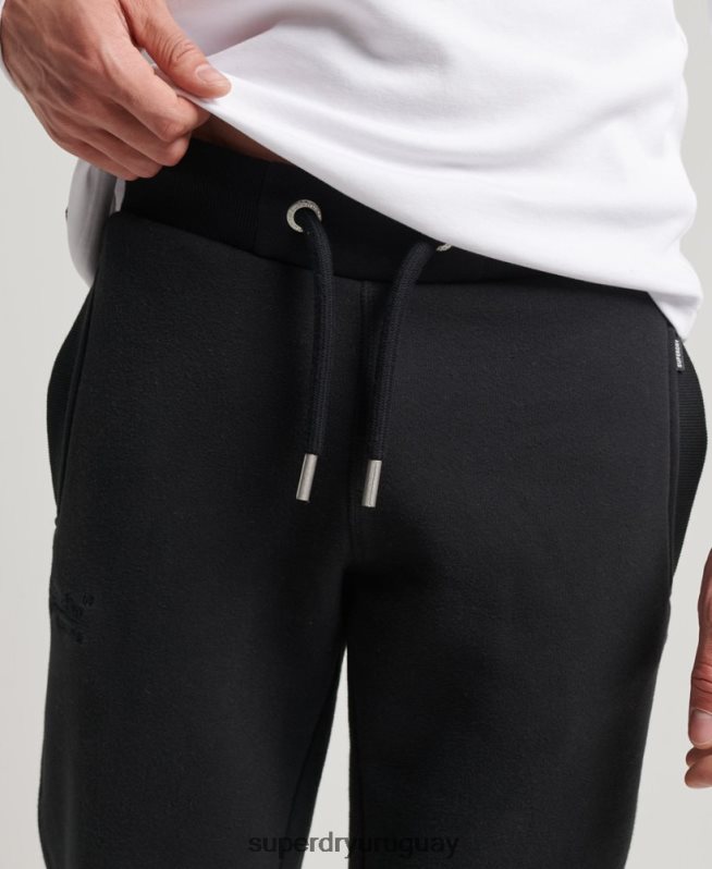 uy Superdry hombres joggers con logo bordado vintage negro DT2N8Z105 ropa