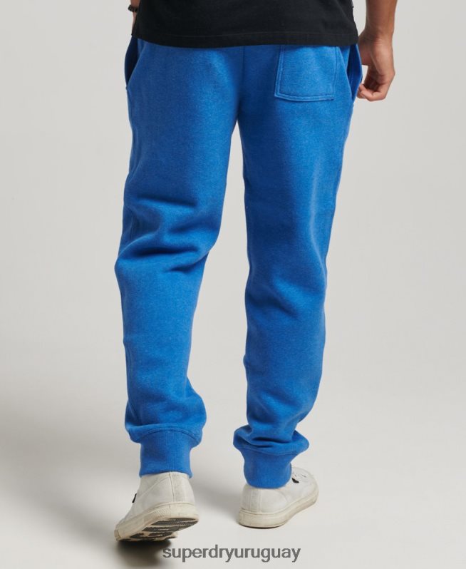 uy Superdry hombres joggers de algodón orgánico con logo vintage bordado azul DT2N8Z6371 ropa