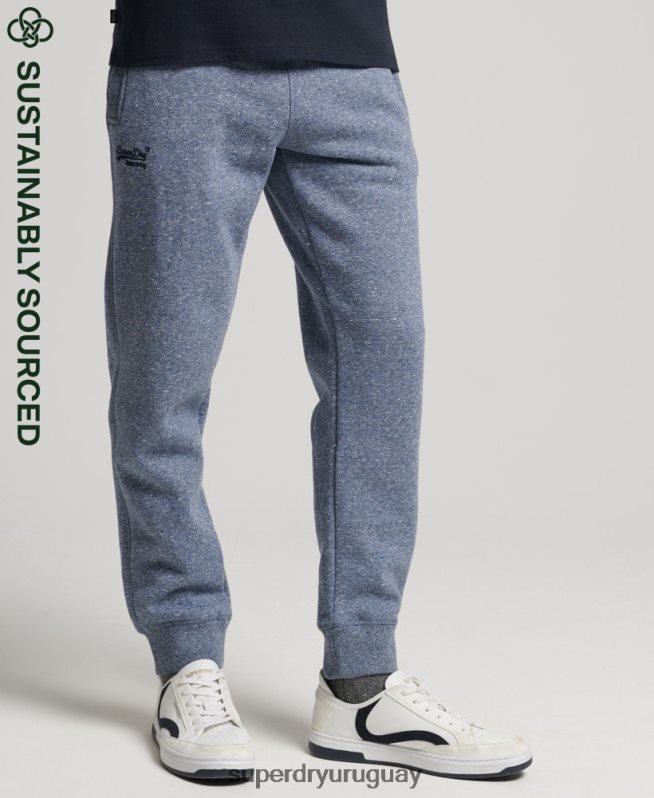 uy Superdry hombres joggers de algodón orgánico con logo vintage bordado azul DT2N8Z6380 ropa