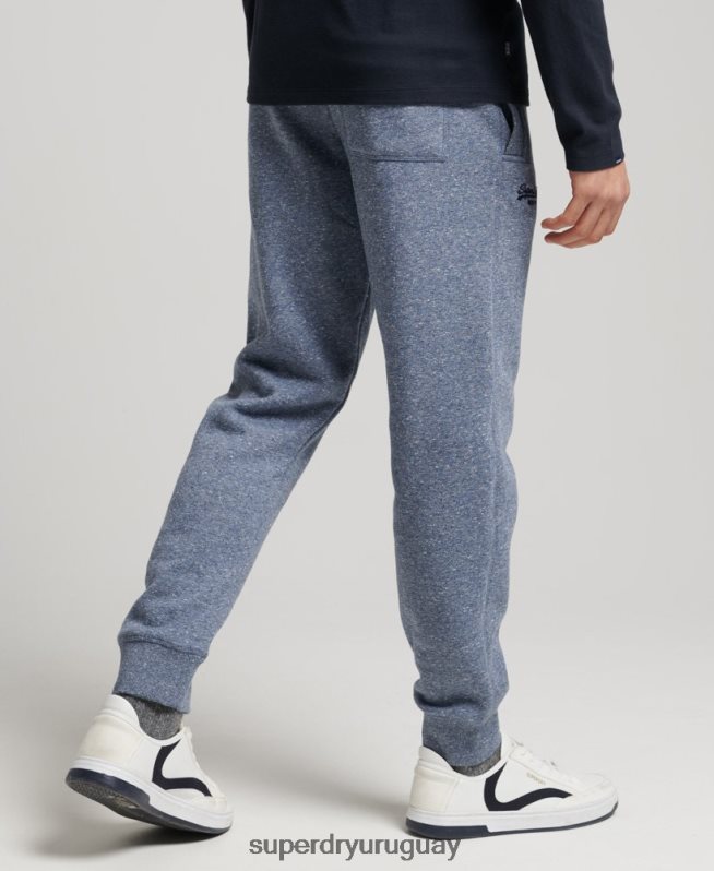 uy Superdry hombres joggers de algodón orgánico con logo vintage bordado azul DT2N8Z6380 ropa