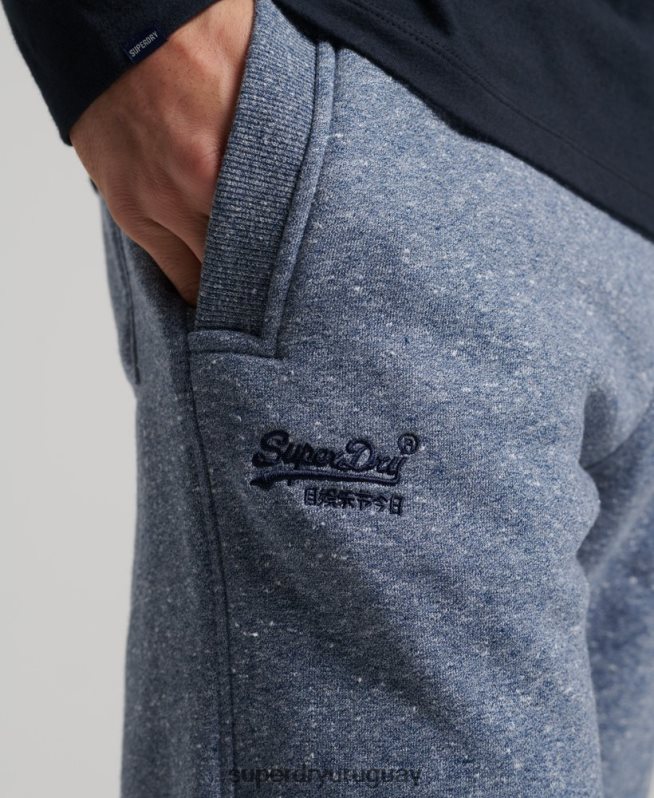 uy Superdry hombres joggers de algodón orgánico con logo vintage bordado azul DT2N8Z6380 ropa