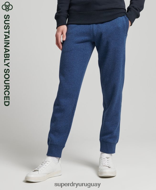 uy Superdry hombres joggers de algodón orgánico con logo vintage bordado azul DT2N8Z6383 ropa