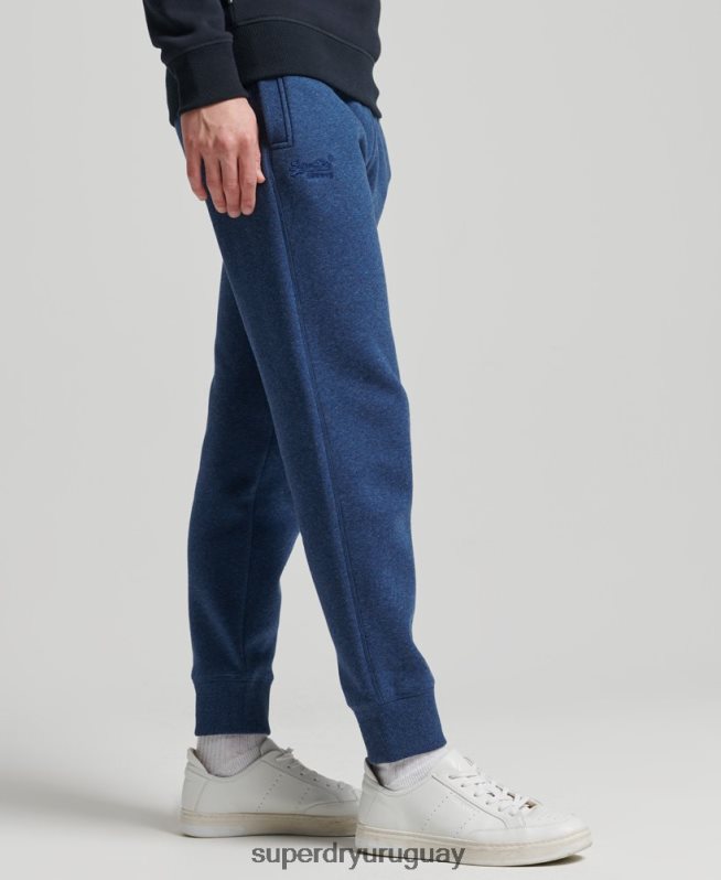 uy Superdry hombres joggers de algodón orgánico con logo vintage bordado azul DT2N8Z6383 ropa