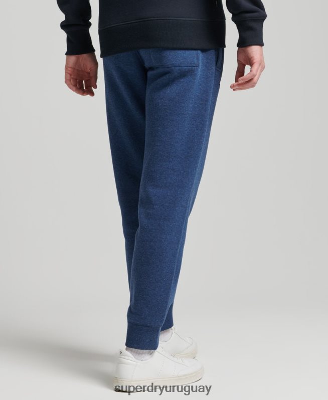 uy Superdry hombres joggers de algodón orgánico con logo vintage bordado azul DT2N8Z6383 ropa