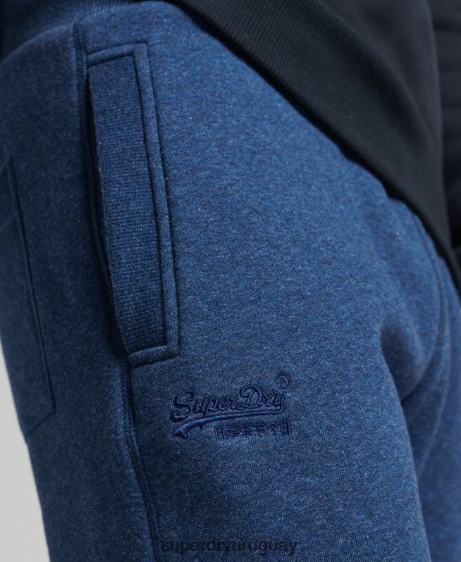 uy Superdry hombres joggers de algodón orgánico con logo vintage bordado azul DT2N8Z6383 ropa