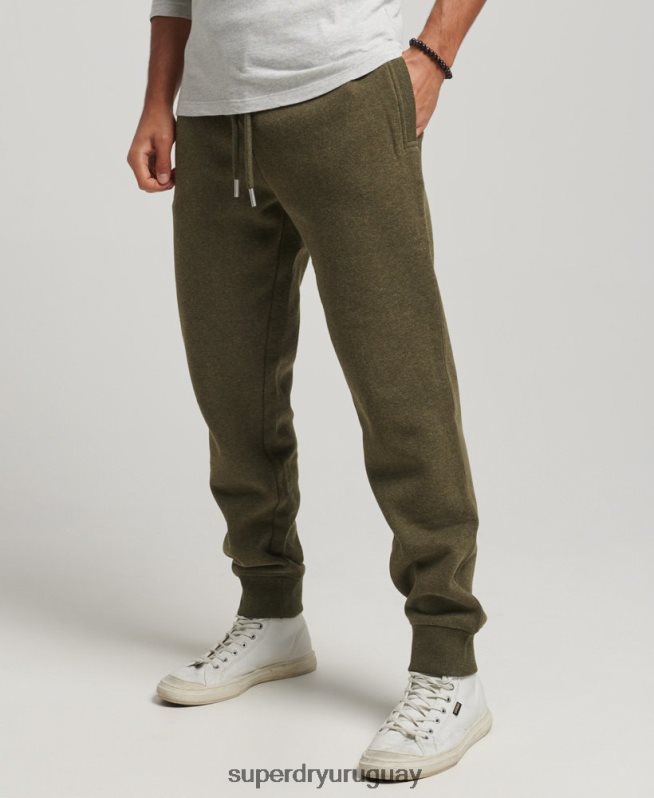uy Superdry hombres joggers de algodón orgánico con logo vintage bordado caqui DT2N8Z6372 ropa