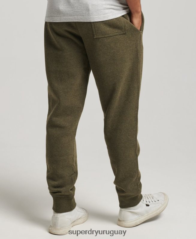 uy Superdry hombres joggers de algodón orgánico con logo vintage bordado caqui DT2N8Z6372 ropa