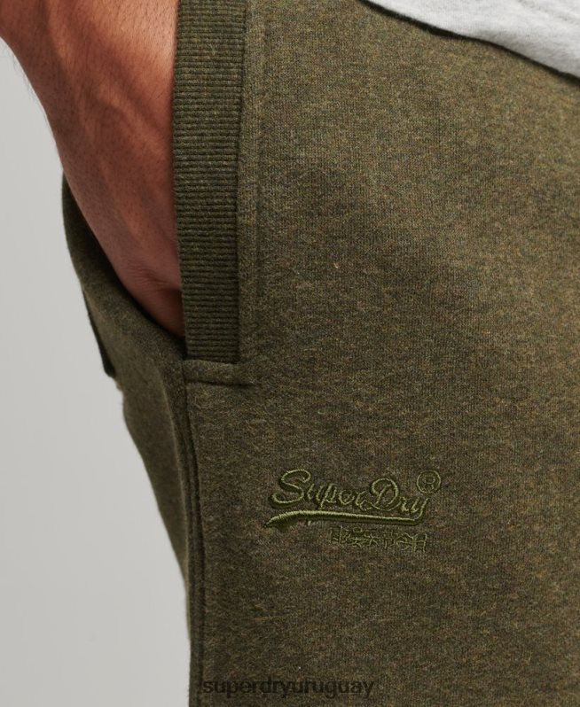 uy Superdry hombres joggers de algodón orgánico con logo vintage bordado caqui DT2N8Z6372 ropa