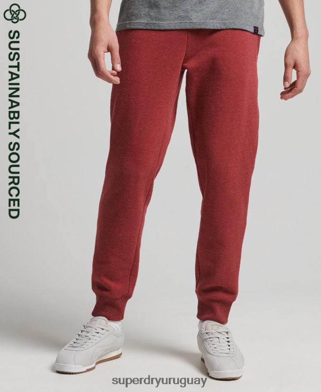 uy Superdry hombres joggers de algodón orgánico con logo vintage bordado rojo DT2N8Z6387 ropa