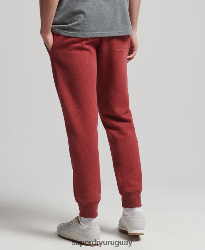 uy Superdry hombres joggers de algodón orgánico con logo vintage bordado rojo DT2N8Z6387 ropa