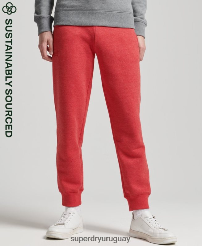 uy Superdry hombres joggers de algodón orgánico con logo vintage bordado rojo DT2N8Z6388 ropa