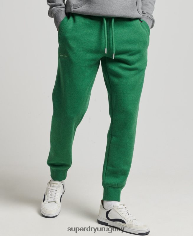 uy Superdry hombres joggers de algodón orgánico con logo vintage bordado verde DT2N8Z6381 ropa