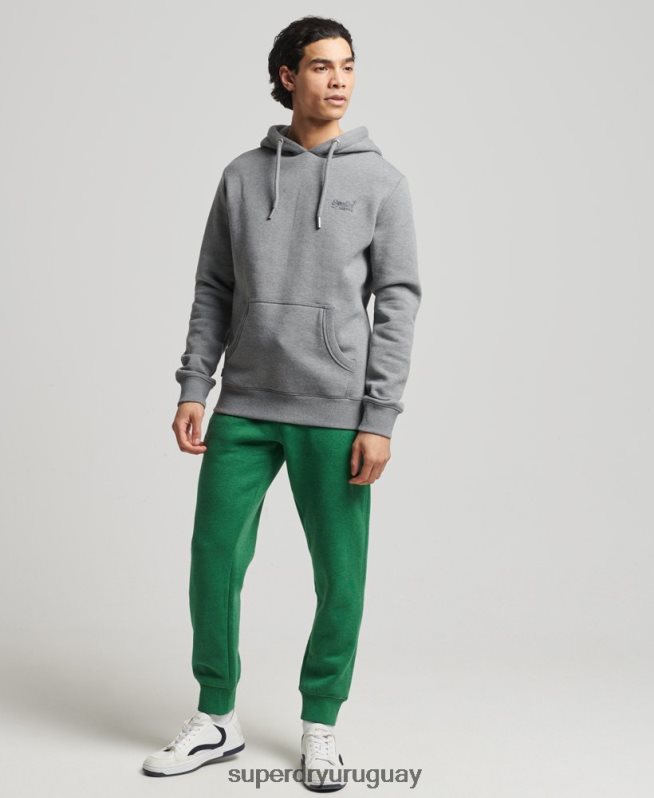 uy Superdry hombres joggers de algodón orgánico con logo vintage bordado verde DT2N8Z6381 ropa