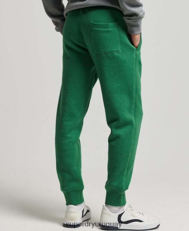 uy Superdry hombres joggers de algodón orgánico con logo vintage bordado verde DT2N8Z6381 ropa