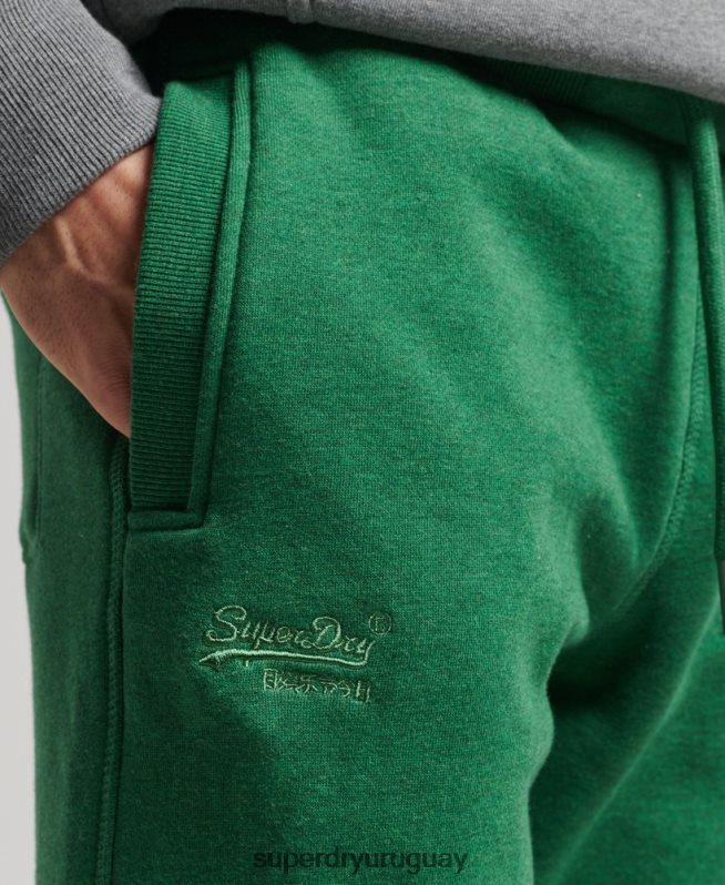 uy Superdry hombres joggers de algodón orgánico con logo vintage bordado verde DT2N8Z6381 ropa
