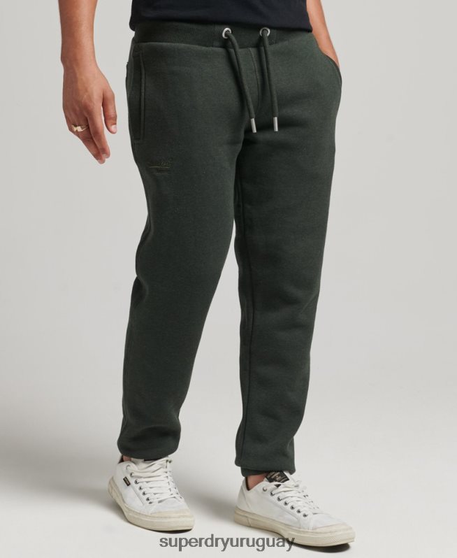 uy Superdry hombres joggers de algodón orgánico con logo vintage bordado verde DT2N8Z6437 ropa