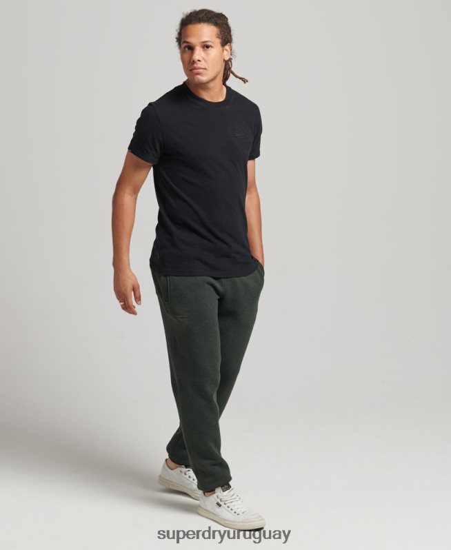 uy Superdry hombres joggers de algodón orgánico con logo vintage bordado verde DT2N8Z6437 ropa