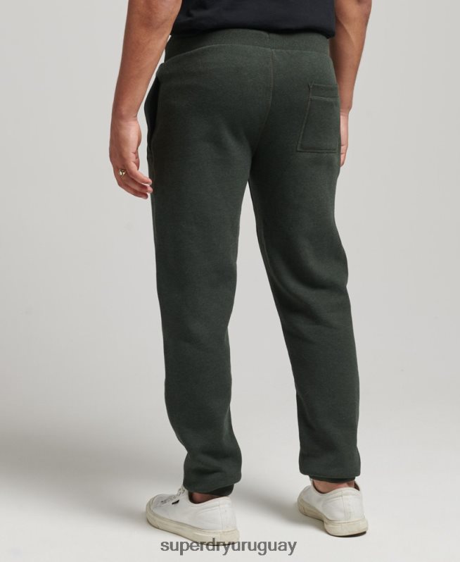 uy Superdry hombres joggers de algodón orgánico con logo vintage bordado verde DT2N8Z6437 ropa