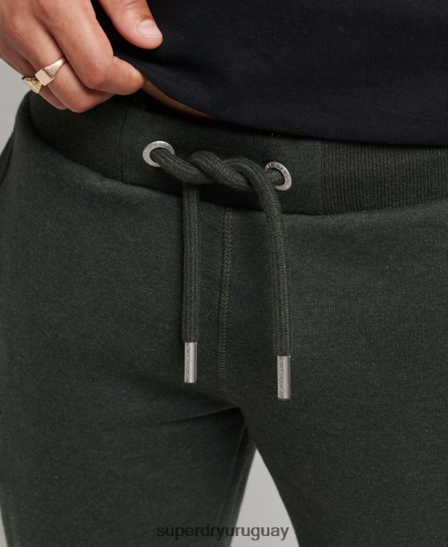 uy Superdry hombres joggers de algodón orgánico con logo vintage bordado verde DT2N8Z6437 ropa