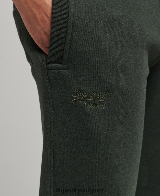 uy Superdry hombres joggers de algodón orgánico con logo vintage bordado verde DT2N8Z6437 ropa