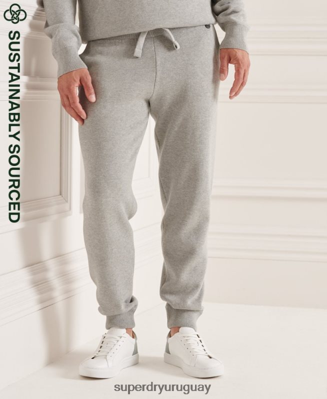 uy Superdry hombres joggers de algodón orgánico studios essential gris claro DT2N8Z6452 ropa