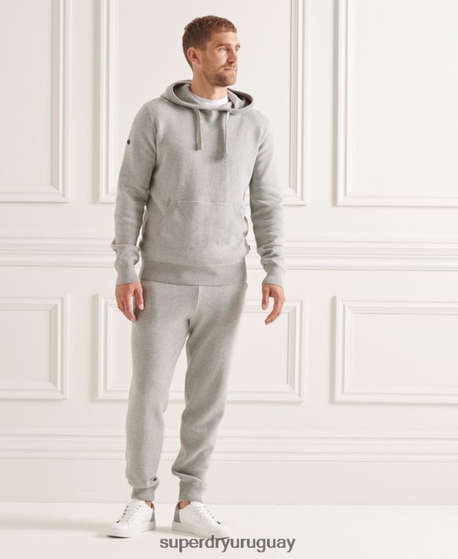 uy Superdry hombres joggers de algodón orgánico studios essential gris claro DT2N8Z6452 ropa