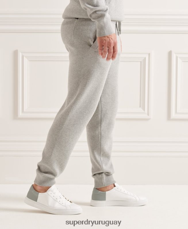uy Superdry hombres joggers de algodón orgánico studios essential gris claro DT2N8Z6452 ropa