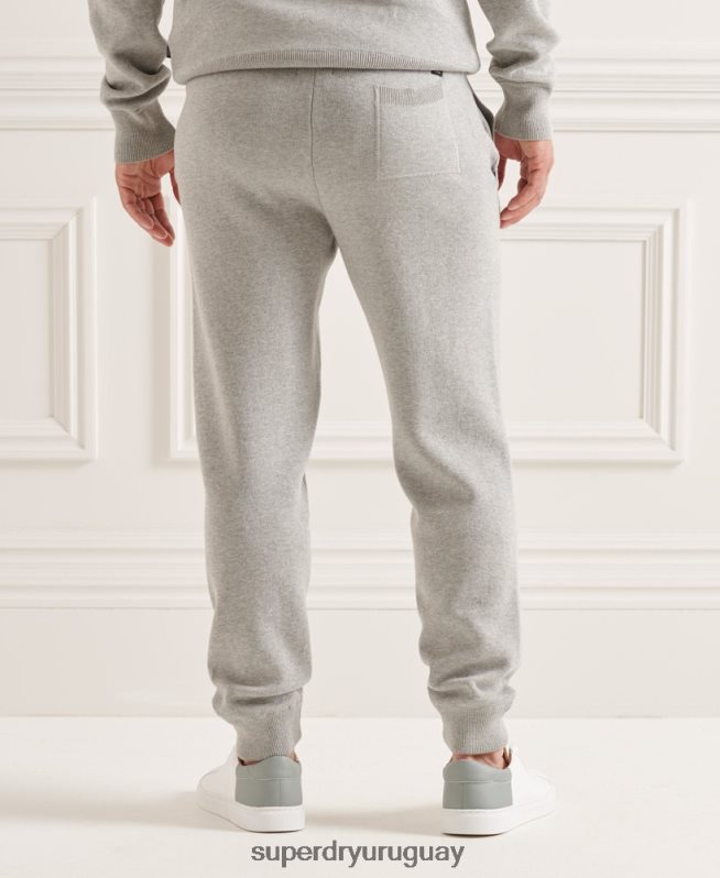 uy Superdry hombres joggers de algodón orgánico studios essential gris claro DT2N8Z6452 ropa