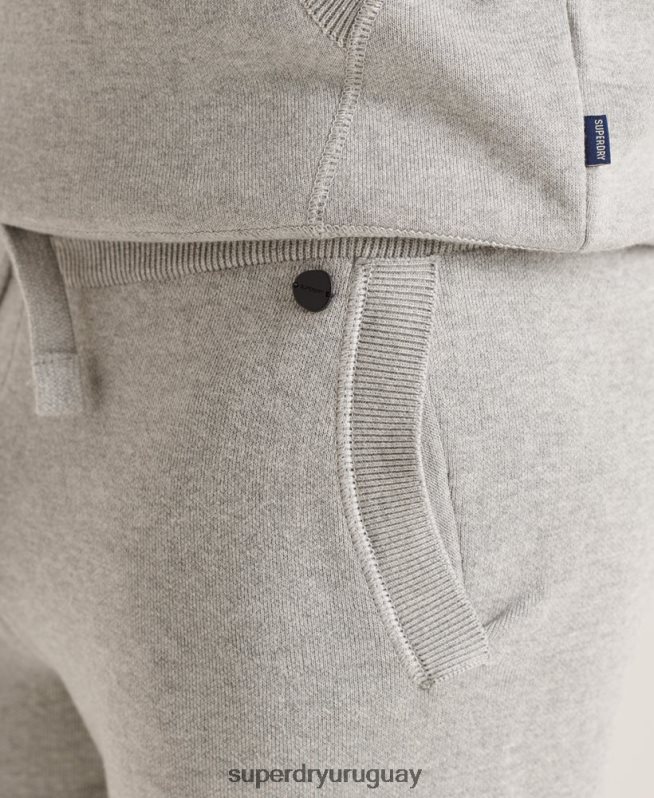uy Superdry hombres joggers de algodón orgánico studios essential gris claro DT2N8Z6452 ropa