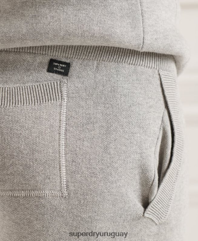 uy Superdry hombres joggers de algodón orgánico studios essential gris claro DT2N8Z6452 ropa