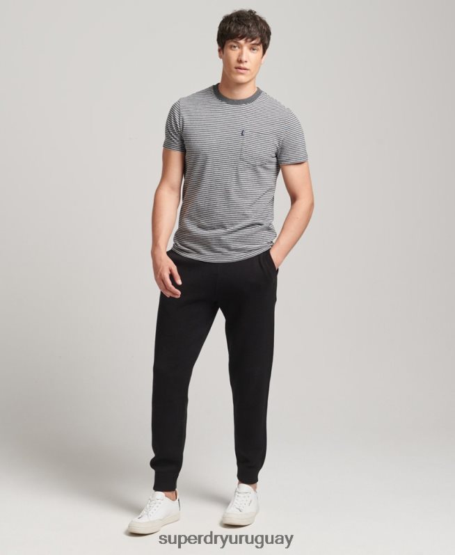 uy Superdry hombres joggers de algodón orgánico studios essential negro DT2N8Z6480 ropa