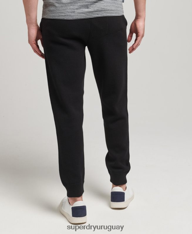 uy Superdry hombres joggers de algodón orgánico studios essential negro DT2N8Z6480 ropa