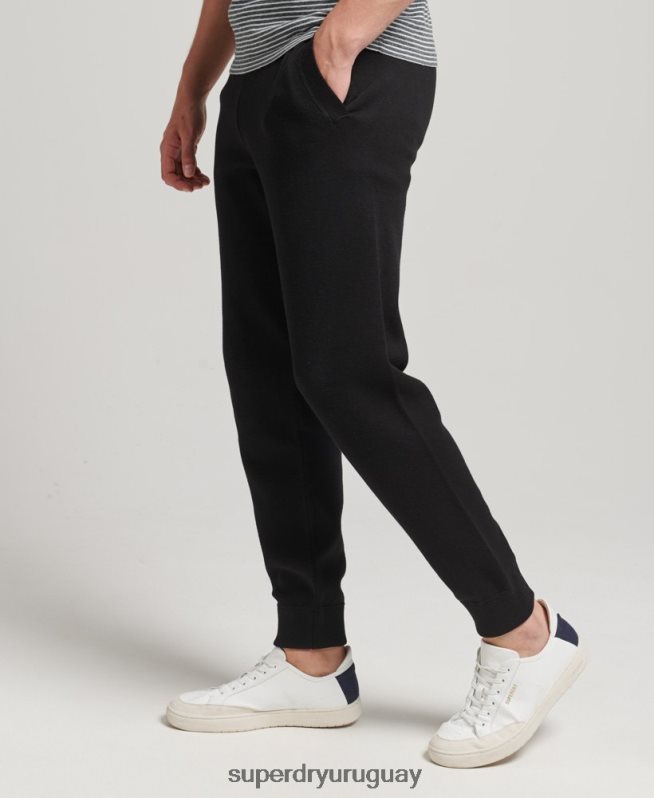 uy Superdry hombres joggers de algodón orgánico studios essential negro DT2N8Z6480 ropa