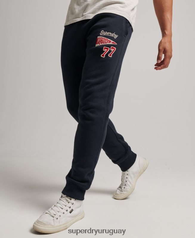uy Superdry hombres joggers de corte slim con logo universitario Armada DT2N8Z6496 ropa