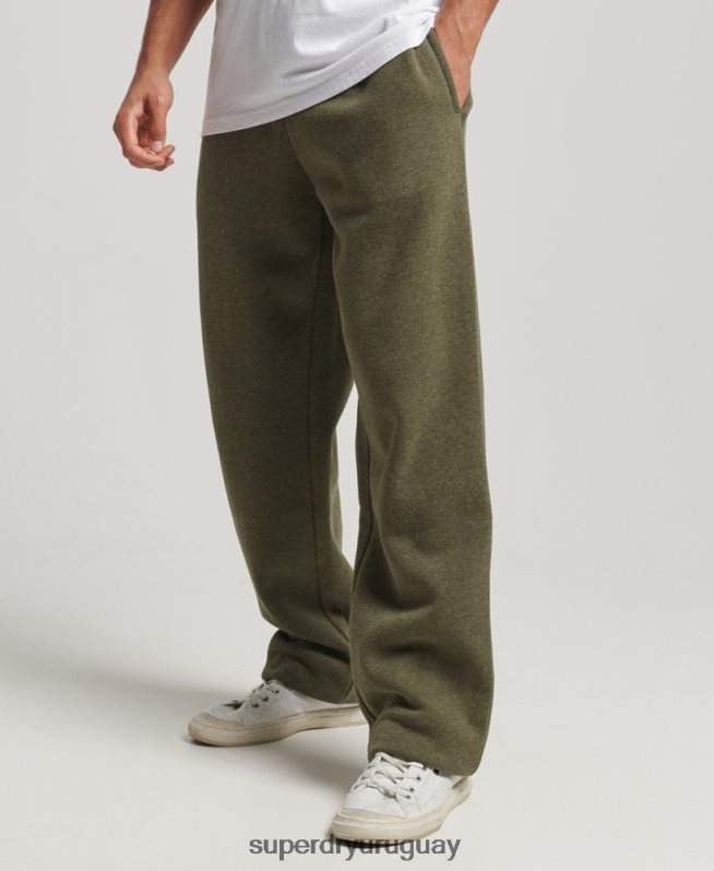 uy Superdry hombres joggers rectos de algodón orgánico con logo vintage verde DT2N8Z80 ropa