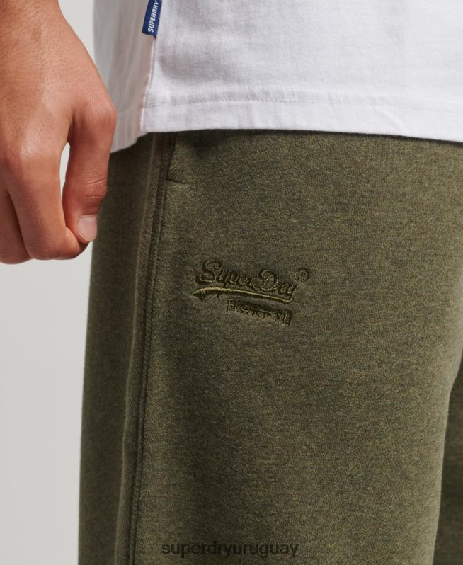uy Superdry hombres joggers rectos de algodón orgánico con logo vintage verde DT2N8Z80 ropa