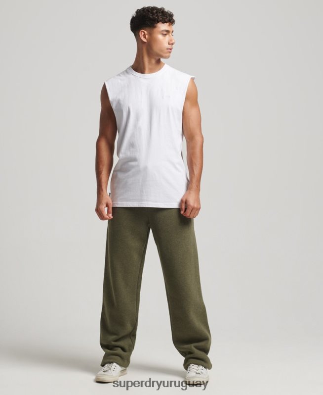 uy Superdry hombres joggers rectos de algodón orgánico con logo vintage verde DT2N8Z80 ropa