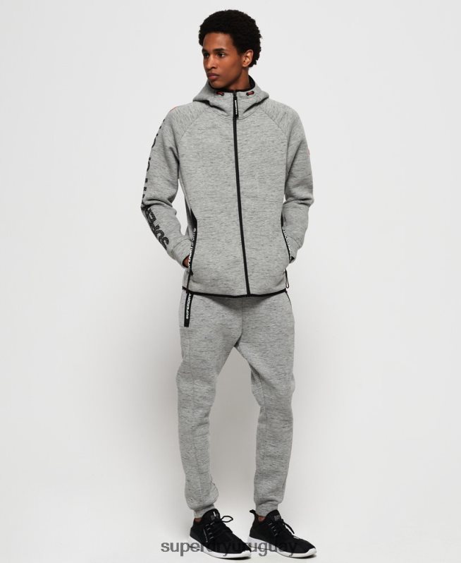 uy Superdry hombres joggers slim gym tech stretch gris DT2N8Z1442 ropa