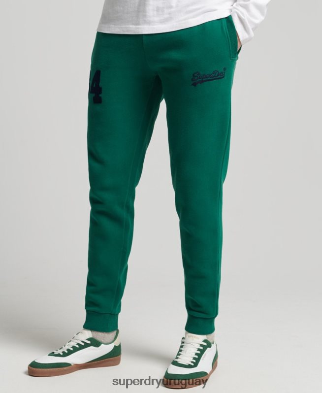 uy Superdry hombres joggers universitarios con logo vintage verde DT2N8Z6385 ropa