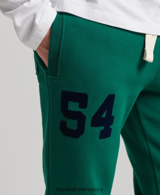 uy Superdry hombres joggers universitarios con logo vintage verde DT2N8Z6385 ropa