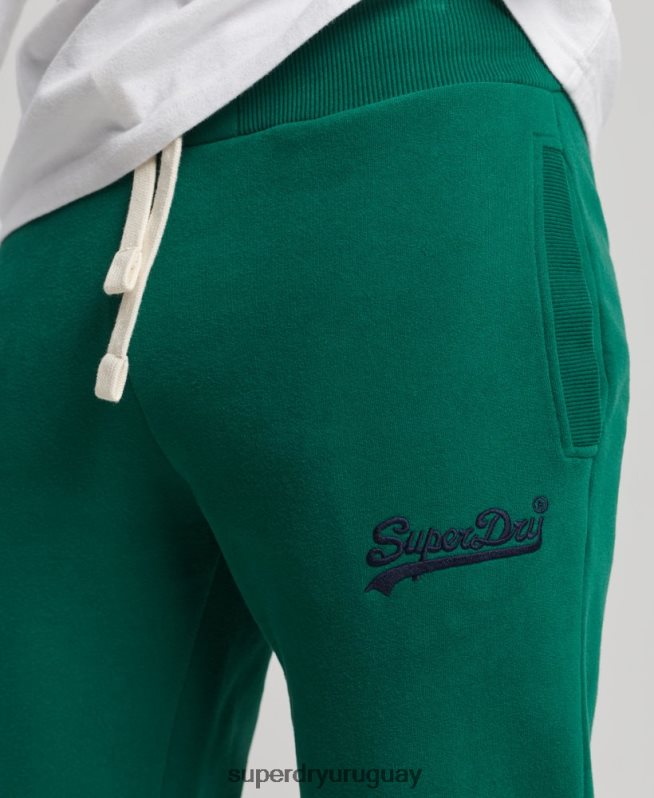 uy Superdry hombres joggers universitarios con logo vintage verde DT2N8Z6385 ropa