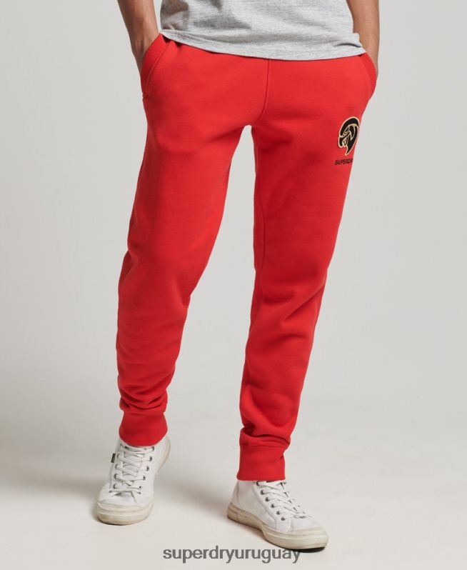uy Superdry hombres joggers universitarios vintage rojo DT2N8Z6469 ropa
