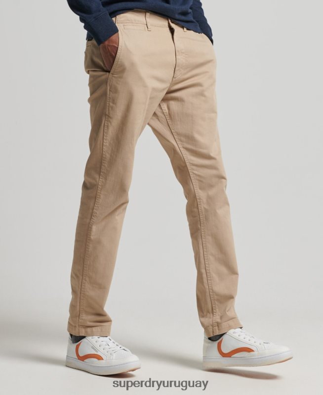 uy Superdry hombres pantalones chinos slim oficiales beige DT2N8Z6474 ropa